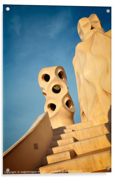 Casa Mila Gaudi architecture, Barcelona Acrylic by Delphimages Art