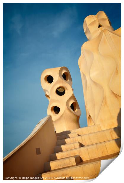 Casa Mila Gaudi architecture, Barcelona Print by Delphimages Art