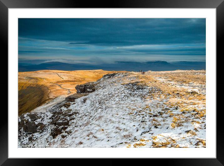 winter evening on Ingleborough Framed Mounted Print by John Henderson