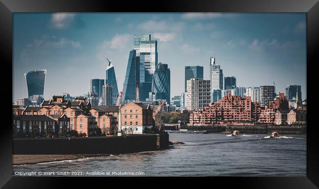 City of London from Canary Wharf Framed Print by mark Smith