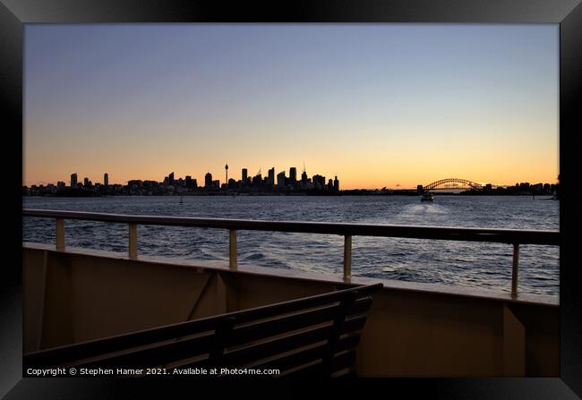 Sydney Harbour Sunset Framed Print by Stephen Hamer