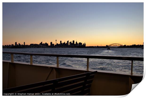 Sydney Harbour Sunset Print by Stephen Hamer