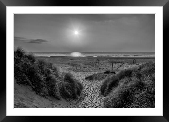 Sunset Through The Dunes Framed Mounted Print by Roger Green