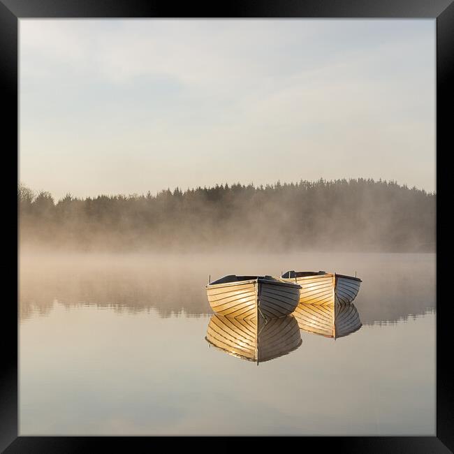 Reflections of Misty Loch Rusky Framed Print by Stuart Jack