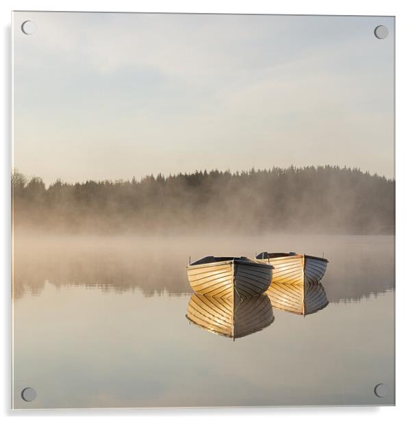 Reflections of Misty Loch Rusky Acrylic by Stuart Jack