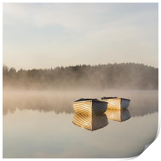 Reflections of Misty Loch Rusky Print by Stuart Jack