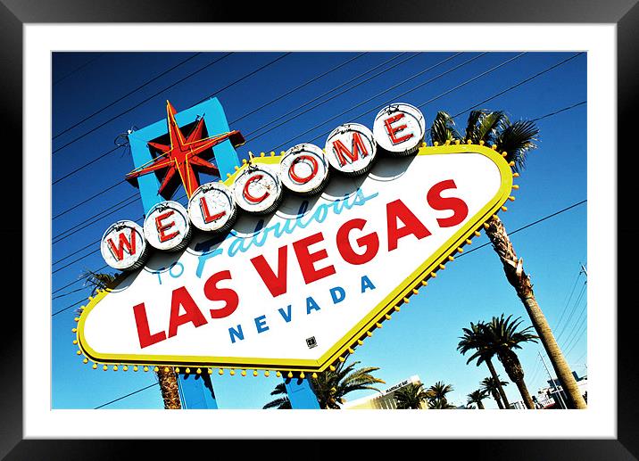 Welcome To Vegas Baby Framed Mounted Print by Neil Gavin