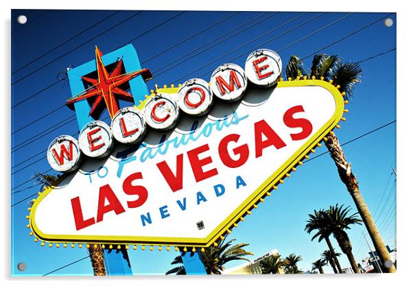 Welcome To Vegas Baby Acrylic by Neil Gavin