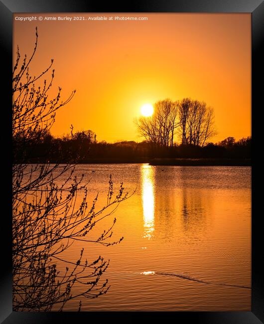 Lake at sunset Framed Print by Aimie Burley