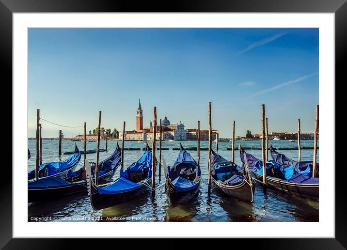 Venice gondolas Framed Mounted Print by Maria Vonotna