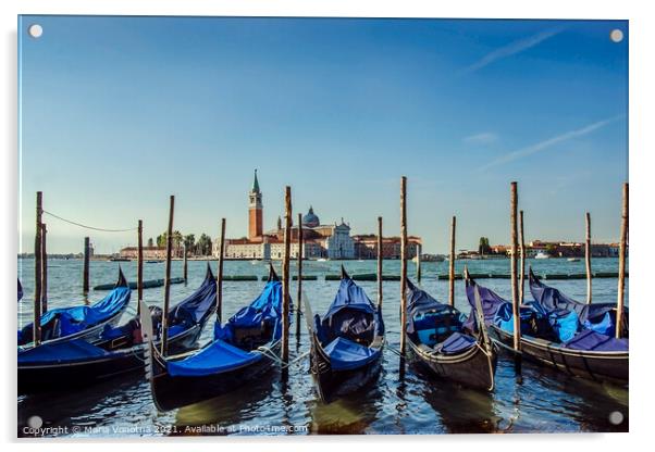 Venice gondolas Acrylic by Maria Vonotna