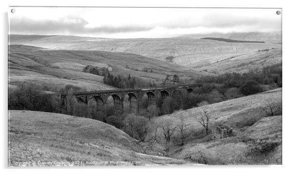 Bent Head Viaduct Yorkshire Dales Acrylic by Darren Greaves