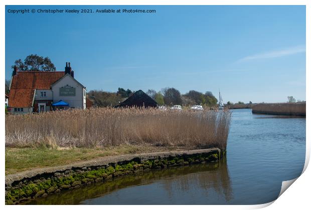 Sunny day on the Norfolk Broads Print by Christopher Keeley