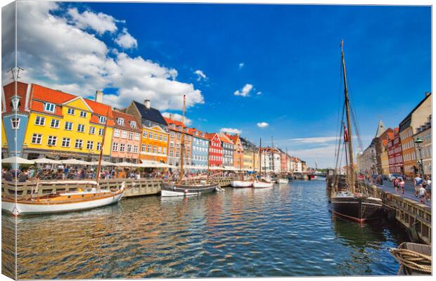 Copenhagen, Denmark-2 August, 2018: Famous scenic Nyhavn bay and Canvas Print by Elijah Lovkoff