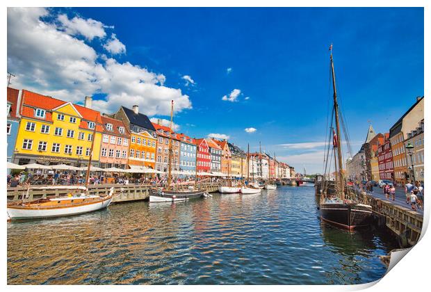 Copenhagen, Denmark-2 August, 2018: Famous scenic Nyhavn bay and Print by Elijah Lovkoff