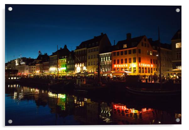 Copenhagen, Denmark, Famous Nyhavn (New Harbour)  Acrylic by Elijah Lovkoff