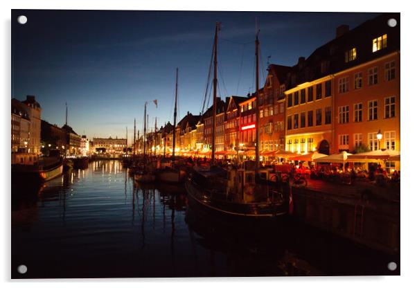 Copenhagen, Denmark, Famous Nyhavn (New Harbour)  Acrylic by Elijah Lovkoff