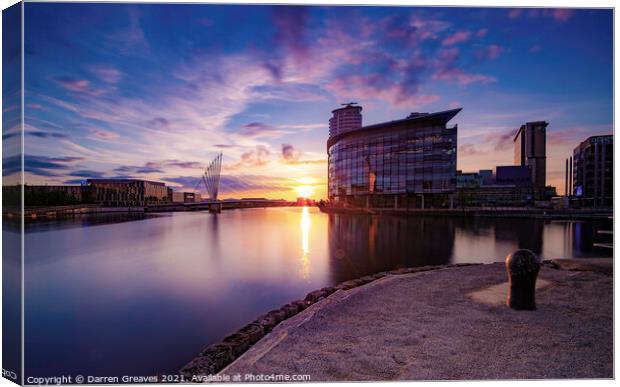 Media City Sunset  Canvas Print by Darren Greaves