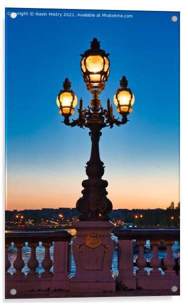 Ornate Lights on the Pont Alexandre III  Acrylic by Navin Mistry