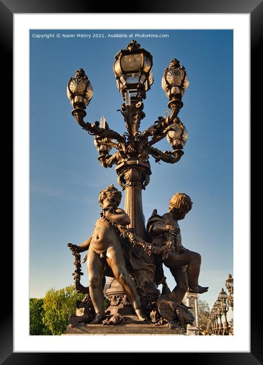 Ornate Lights on the Pont Alexandre III  Framed Mounted Print by Navin Mistry