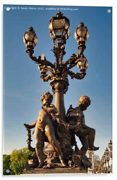 Ornate Lights on the Pont Alexandre III  Acrylic by Navin Mistry