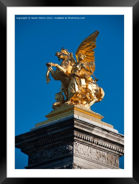 A Statue on the Pont Alexandre III Paris, France Framed Mounted Print by Navin Mistry