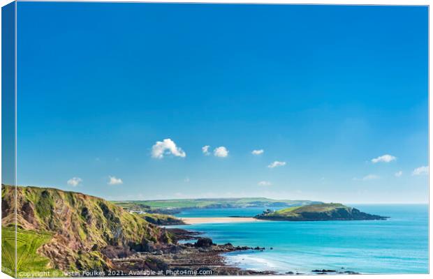 Burgh Island from Ayrmer Cove Canvas Print by Justin Foulkes