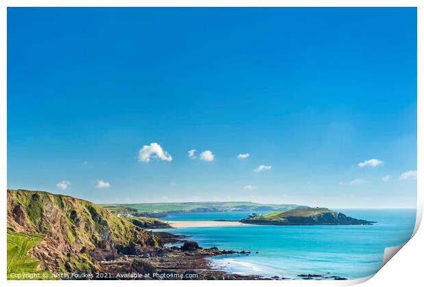 Burgh Island from Ayrmer Cove Print by Justin Foulkes