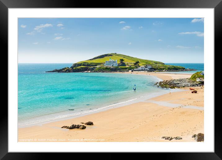 Burgh Island and Bigbury On Sea beach, Devon Framed Mounted Print by Justin Foulkes