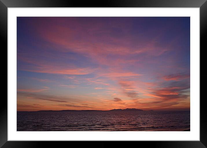 Ayr beach at dusk, a view of Arran Framed Mounted Print by Allan Durward Photography
