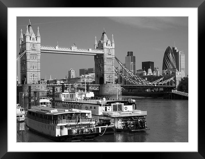 Tower bridge paddle boats Framed Mounted Print by David French