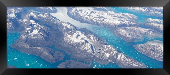 Aerial view of scenic Greenland Glaciers and icebergs Framed Print by Elijah Lovkoff