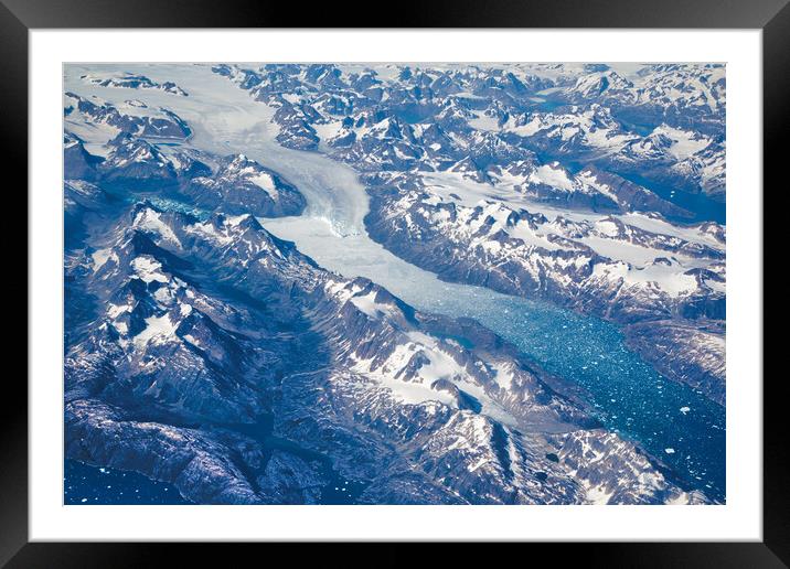 Aerial view of scenic Greenland Glaciers and icebergs Framed Mounted Print by Elijah Lovkoff