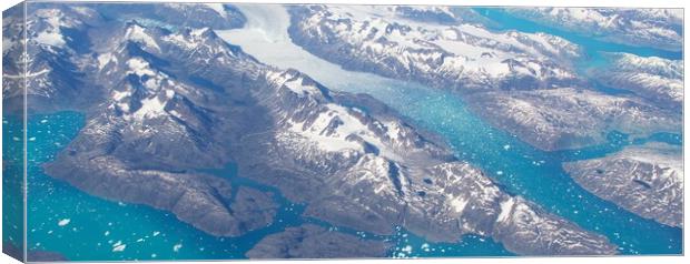Aerial view of scenic Greenland Glaciers and icebergs Canvas Print by Elijah Lovkoff