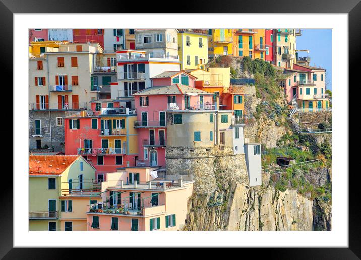 Italy, Riomaggiore colorful streets Framed Mounted Print by Elijah Lovkoff