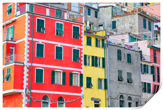 Italy, Riomaggiore colorful streets Print by Elijah Lovkoff