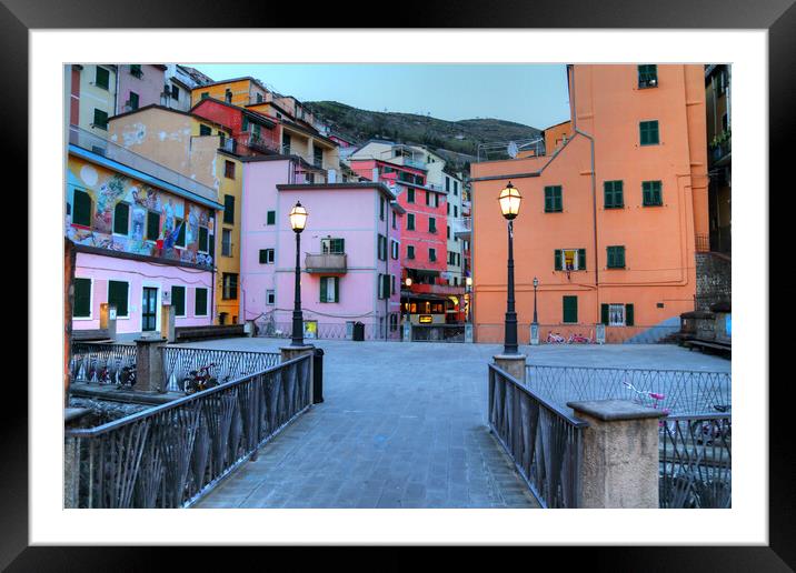Italy, Riomaggiore colorful streets Framed Mounted Print by Elijah Lovkoff