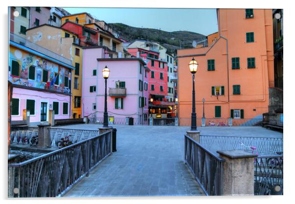 Italy, Riomaggiore colorful streets Acrylic by Elijah Lovkoff