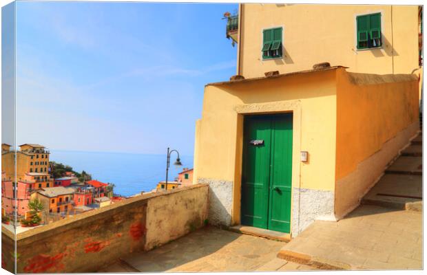 Italy, Riomaggiore colorful streets Canvas Print by Elijah Lovkoff