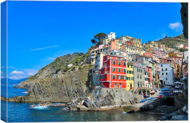 Italy, Riomaggiore colorful streets Canvas Print by Elijah Lovkoff