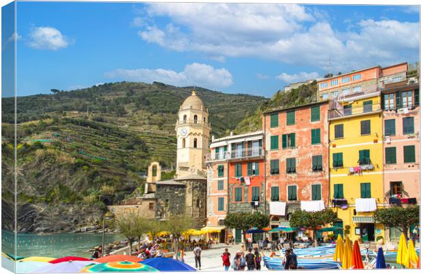 Italy, Beautiful colorful Vernazza streets in Cinque Terre Canvas Print by Elijah Lovkoff