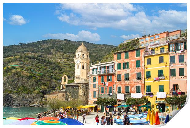 Italy, Beautiful colorful Vernazza streets in Cinque Terre Print by Elijah Lovkoff