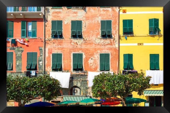 Italy, Beautiful colorful Vernazza streets in Cinque Terre Framed Print by Elijah Lovkoff