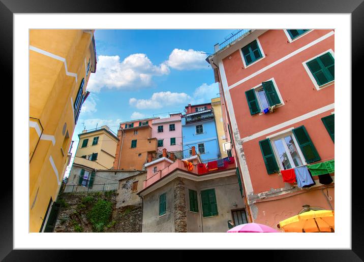 Italy, Beautiful colorful Vernazza streets in Cinque Terre Framed Mounted Print by Elijah Lovkoff