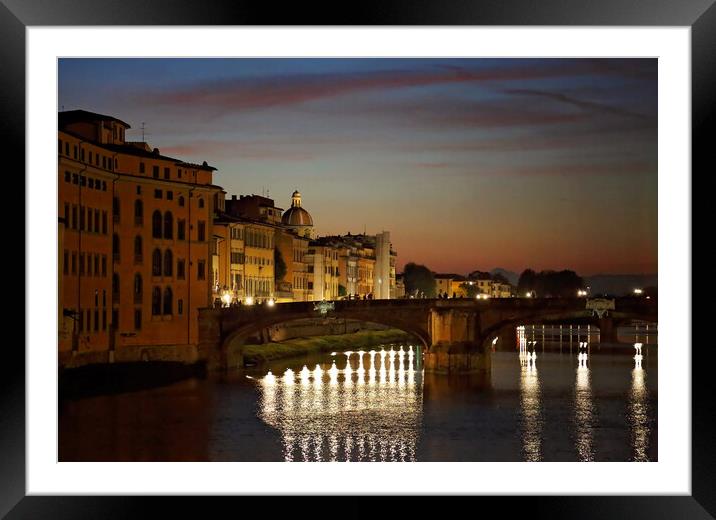 Landmark Ponte Vecchio Bridge Framed Mounted Print by Elijah Lovkoff