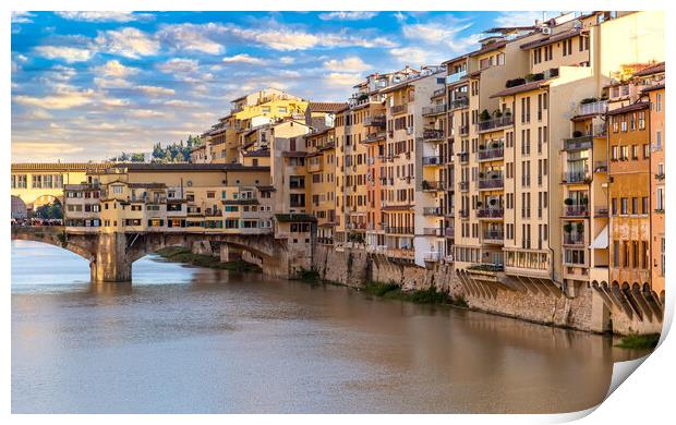 Scenic beautiful Ponte Vecchio bridge in Florence historic city center Print by Elijah Lovkoff