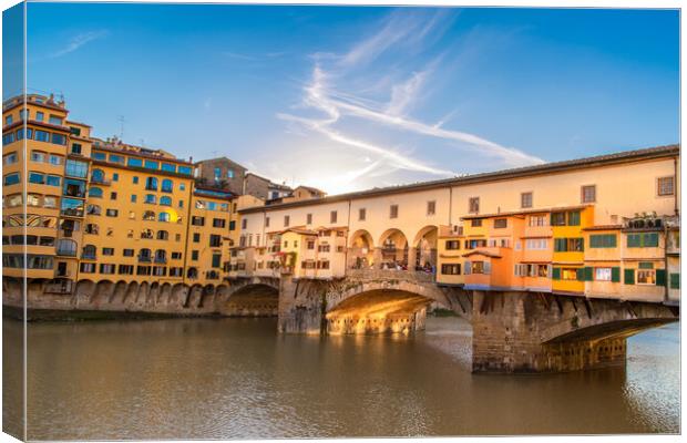 Scenic beautiful Ponte Vecchio bridg in Florernce Canvas Print by Elijah Lovkoff