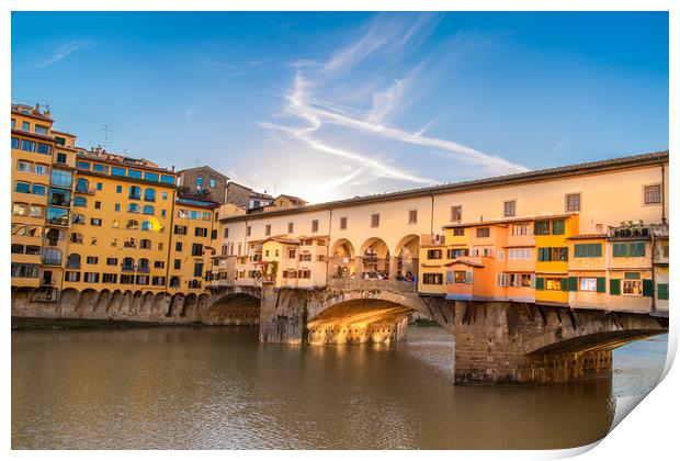 Scenic beautiful Ponte Vecchio bridg in Florernce Print by Elijah Lovkoff