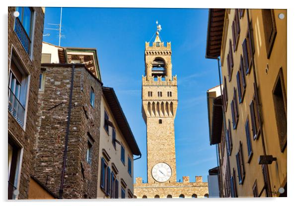 Florence streets near landmark bridge Ponte Vecchio Acrylic by Elijah Lovkoff