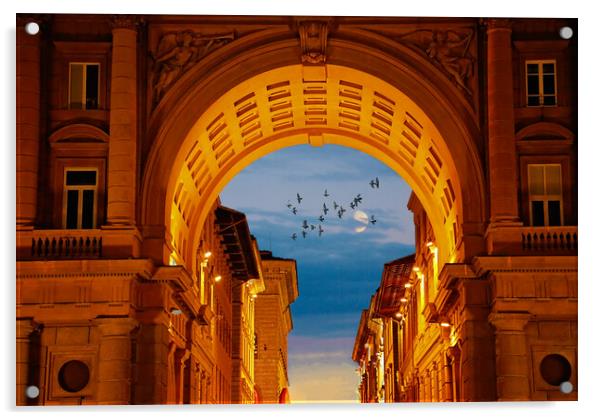 Florence streets near landmark bridge Ponte Vecchio Acrylic by Elijah Lovkoff